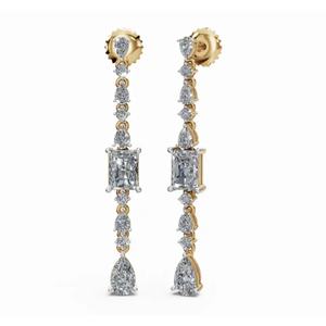 Boucles d'oreilles de créateur en or 9KT de qualité supérieure, Artemisia Radiance, taille poire et ronde, bijoux de laboratoire cultivés, vente en gros, fournisseur d'exportation B2B - Product Image 5