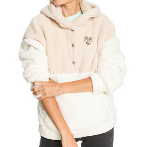 Sweat-shirts à capuche en tricot imprimé surdimensionné pour femmes, 100% coton sherpa, streetwear d'automne, demi-zip, polaire d'hiver, cordon de serrage - Product Image 1