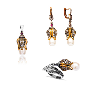 Ensemble de conception authentique, vente en gros, ensemble en argent turc fait à la main, bijoux tendance pour femmes - Product Image 1