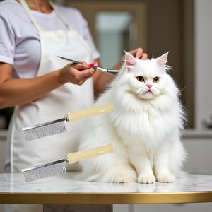 2 peines de acero inoxidable con dientes de púas para el cuidado de mascotas, cepillo para pelo de gatos y perros de pelo largo con mango de madera, diseño simple y seguro - Product Image 5