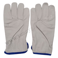 Gants de sécurité Sunny pour hommes, blancs, résistants à l'abrasion, antidérapants, non doublés, en cuir de chèvre, pour la conduite
