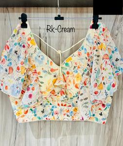 Dernière tenue ethnique et décontractée Georgette à imprimé numérique, chemisier prêt à l'emploi pour les tenues de fête et les vêtements décontractés Saree et Lehenga - Product Image 1