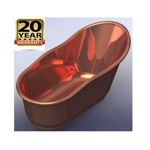 อ่างอาบน้ำอิสระทองแดง100% สไตล์โบราณทำด้วยมือในโรงแรมอินเดียตกแต่งห้องน้ำฟังก์ชั่นนวดแช่โดยตรง - Product Image 1