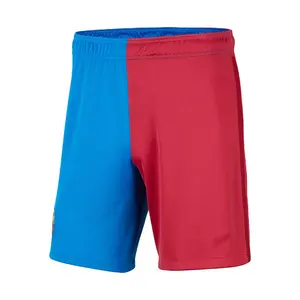 تصميم مخصص ملابس رياضية فاخرة بخصر مرن متوسط الطول كاجوال موضة حمراء زرقاء لونين شورت
