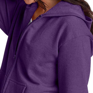 Zip up mujeres algodón liso sudaderas con capucha 260 gramos French Terry Streetwear Girl Hoodie venta al por mayor ropa de invierno algodón moda sudaderas con capucha - Product Image 6