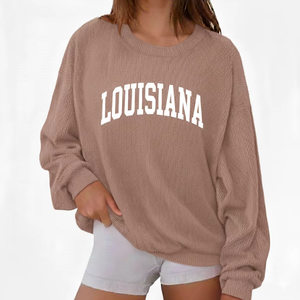 Women Oversized Mockneck Sweatshirt Drop Shoulder Cotton Fleece Eco-Friendly Badge Sequined Relaxed Winter Streetwear Fashion - Product Image 1