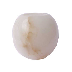 Portavelas hecho a mano de piedra de alabastro blanco perfectamente diseñado de forma ovalada para exportación disponible en cantidad al por mayor - Product Image 1