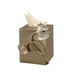 Modern Rectangle Hammered Metal Eco-Friendly <b>Tissue</b> <b>Box</b> with Floral Accents Wholesale Napkin Holder Customizable Table Accessory - Product Image 3