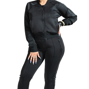 Trajes de chándal estampados transpirables de alta calidad Unisex trajes de chándal de talla grande con cremallera de cuarto de invierno en negro de Hermandad-OEM/ODM al por mayor - Product Image 4