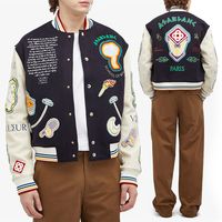 Blouson universitaire homme en chenille polyester/coton de haute qualité, col rond, un seul bouton, personnalisable sur le devant, décontracté, imperméable, pour le printemps