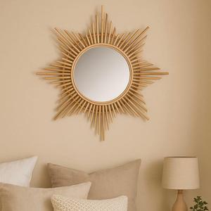 Espejo bohemio de ratán hecho a mano, diseño único con materiales sostenibles - Product Image 4