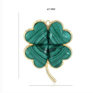 Colgante de oro amarillo sólido de 14K, colgante de piedras preciosas de malaquita hecho a mano, colgante de corazón de alta calidad, 4 piedras preciosas, regalo de joyería para ella - Product Image 1