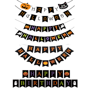 อุปกรณ์ตกแต่งปาร์ตี้ฮาโลวีน ธงประดับตกแต่ง HAPPY HALLOWEEN ธงกระดาษรูปหางนกนางแอ่น - Product Image 1