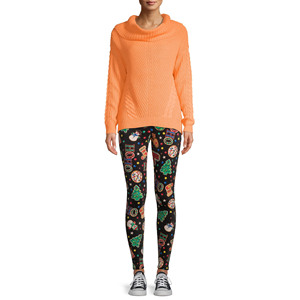 Leggings de yoga pour femmes à taille haute, imprimé Noël, longueur intégrale, extensibles dans les quatre sens, en spandex et polyester, avec design appliqué - Product Image 5