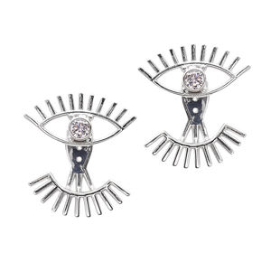 แจ็กเก็ตหูหิน CZ สีขาวดีไซน์แบบมินิมอลต่างหูโรเดียมสำหรับผู้หญิงเครื่องประดับเงินสเตอร์ลิงทำด้วยมือสำหรับ925 - Product Image 3