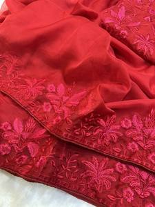 Designer indien dernier à la mode lourd Tebby rouge Organza tissu broderie Sari Blouse ethnique belle élégante exclusive Saree - Product Image 4