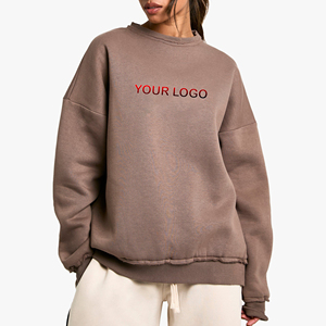 เสื้อกันหนาวมีฮู้ดสำหรับผู้หญิงผ้าฝ้าย100% 400 GSM สีทึบฮิปฮอป - Product Image 4