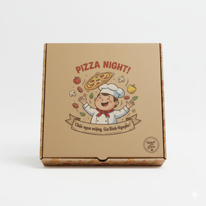 Caja de pizza personalizada reciclable hecha de papel Kraft marrón Tinta ecológica Diseño personalizado Impresión Microondas Seguro Personalizable - Product Image 1