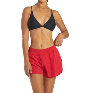 Ropa de gimnasio ligera con tinte liso, pantalones cortos de entrenamiento para Fitness, pantalones cortos cómodos de tela transpirable para mujer, Color rojo, Verano - Product Image 4