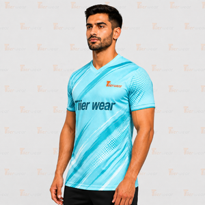 เสื้อฟุตบอลพรีเมียม คอวี สกรีนชื่อทีมได้ เป็นมิตรกับสิ่งแวดล้อม แห้งเร็ว น้ำหนักเบา ระบายอากาศได้ดี ผลิตจากโพลีเอสเตอร์ แขนสั้น - Product Image 2