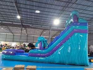 Tobogán <span class=keywords><strong>Castillo</strong></span>, Juegos Inflables para Fiestas, Tobogán Inflable Acuático con Piscina, Diseño <span class=keywords><strong>de</strong></span> Palmera y Mármol - Product Image 6