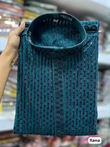 ชุดนอนผ้าไหม Kurta สำหรับผู้ชายคอลเลคชั่นใหม่ชุดปาร์ตี้ปักเลื่อมทำงานทั้งสองข้างแห้งเร็วทุกฤดูกาล - Product Image 6