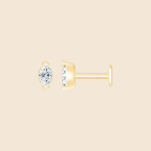 Boucle d'oreille solitaire en or massif 14 carats avec diamant rond de laboratoire de 0,07 carat F-VS, produit en gros - Product Image 3