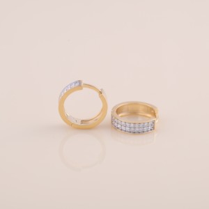 Pendientes de Aro con Doble Hilera de Diamantes Cultivados en Laboratorio con Certificación IGI, Pendientes de Aro Huggie de Plata de Ley 925 para Mujer - Product Image 2