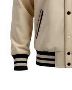 Blouson universitaire unisexe en laine pour l'hiver, en tissu teint, col montant, finition noire, streetwear, softshell, vêtement d'extérieur, logo personnalisé, OEM, vente en gros - Product Image 4