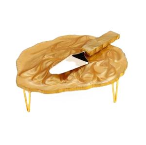Plato de pastel de resina de diseño clásico con soporte de metal y juego de cuchillos para servir pasteles para eventos de bodas y fiestas de cumpleaños al mejor precio - Product Image 6