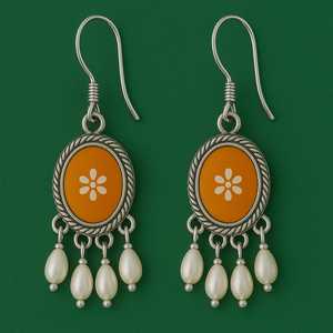 Pendientes de tuerca de diseño Floral de Plata de Ley 925 creativos hechos a mano, joyería fina India Vintage, ajuste de bisel geométrico para mujer - Product Image 3