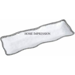 Bandeja para servir frutas secas y alimentos hechos de metal de Calidad exclusiva con recubrimiento en polvo de color blanco con diseñador de flores único de la India - Product Image 6