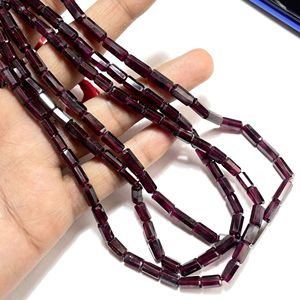 Cuentas en forma de tubo facetadas de granate, cuentas elegantes de granate natural de buena calidad para la fabricación de joyas - Product Image 2