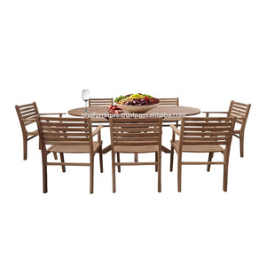 Premium Teak Wood Patio Furniture Modern Lightweight <b>Chairs</b> with Oval Dining Table Indonesia - Product Image 4