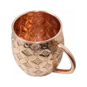 Leaf Embossed Design Metal Pure Copper Mug Drinkware Metal Pure Copper Mug with <b>Handle</b> - Product Image 3