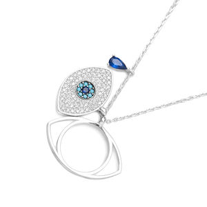 Zafiro con diseño de ojo turco con piedra de circón joyería de plata esterlina 925 hecha a mano al por mayor turca - Product Image 3