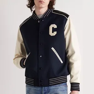 Chaqueta de bombardero universitaria de diseño de béisbol personalizada para hombre, chaqueta de utilidad ajustada Coreana de colores sólidos, decoración de patrón para invierno - Product Image 3