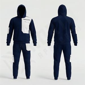 Ensemble de survêtement d'hiver pour homme en tissu confortable, sweat à capuche respirant en polaire technique, personnalisable, pour la course à pied - Product Image 1