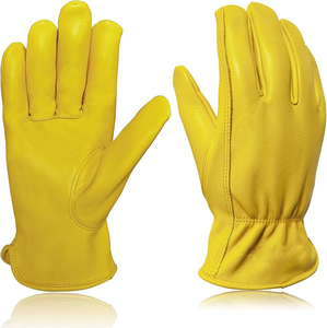 Guantes de trabajo de cuero generales, guantes de construcción de piel de venado, destreza mejorada naturalmente suave, cómodo y transpirable - Product Image 1