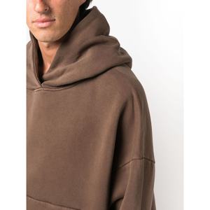 Sweat à capuche personnalisé pour hommes motif solide vintage 100% coton 500 g/m² lavé à l'acide avec logo imprimé à l'ourlet court pour l'automne - Product Image 3