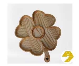 Plateau en bois fait main avec breloque en bois rustique Plateau en bois durable carré ovale formes rondes pour une maison élégante et confortable à manger tous les jours - Product Image 3