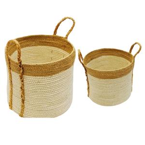 Cesta de almacenamiento de yute con asa Acabado de yute marrón Solución de organización del hogar elegante y práctica Cesta de almacenamiento de yute - Product Image 5
