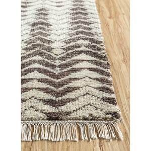 Tapis en laine noué à la main Zuri Ivory PKWL-676, motif chevrons abstrait, pour la maison, le salon, le couloir, l'entrée - Tapis rectangulaire fait main en forme de puzzle - Product Image 4