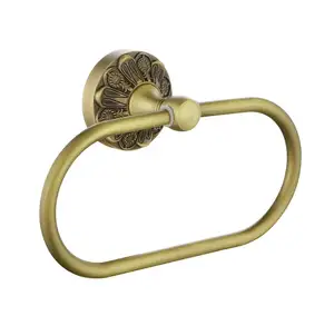 Brass Relief Oval Towel Ring Antique Gold Oil Rubbed Hand Holder Towel Ring Made of Solid Brass & Handcrafted Luxury Attractive