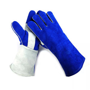 Double Palm Leather Cowhide Hand Protective EN 407 Certified Premium Yellow 14 Inch Split Winter Working Leather <b>Gloves</b> - Product Image 3