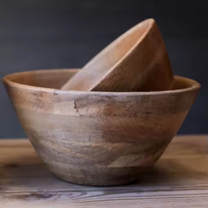 ชามไม้สีน้ำตาลทรงกลมทำด้วยมือสำหรับใส่ซอสปรุงรสพร้อมงานฝีมือรูปพระจันทร์เสี้ยวฟรี - Product Image 3