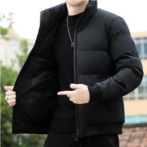 Chaqueta acolchada de invierno para hombre de cuello alto, ropa de abrigo cálida y elegante en abrigos teñidos lisos de moda de calle alta de talla grande - Product Image 4