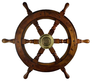 Rueda de madera hecha a mano de latón y rueda de barco de madera regalo de lujo decoración barco coleccionables - Product Image 5