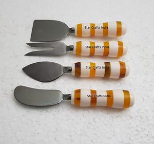 Cuchillos para Mantequilla de Alta Calidad, Hechos de Resina con Mango Pulido y Acero Inoxidable con Baño de Plata, Juego de Cubiertos para Queso, Herramientas para Queso - Product Image 4