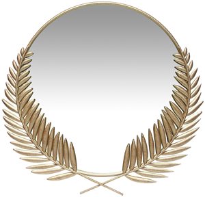 Miroir mural décoratif en métal de haute qualité avec un design en plumes, pour la maison et le hall d'hôtel, miroir mural artistique, finition en métal doré - Product Image 6